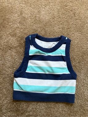 Aerie off line Striped Navy & Aqua cropped Tank Top